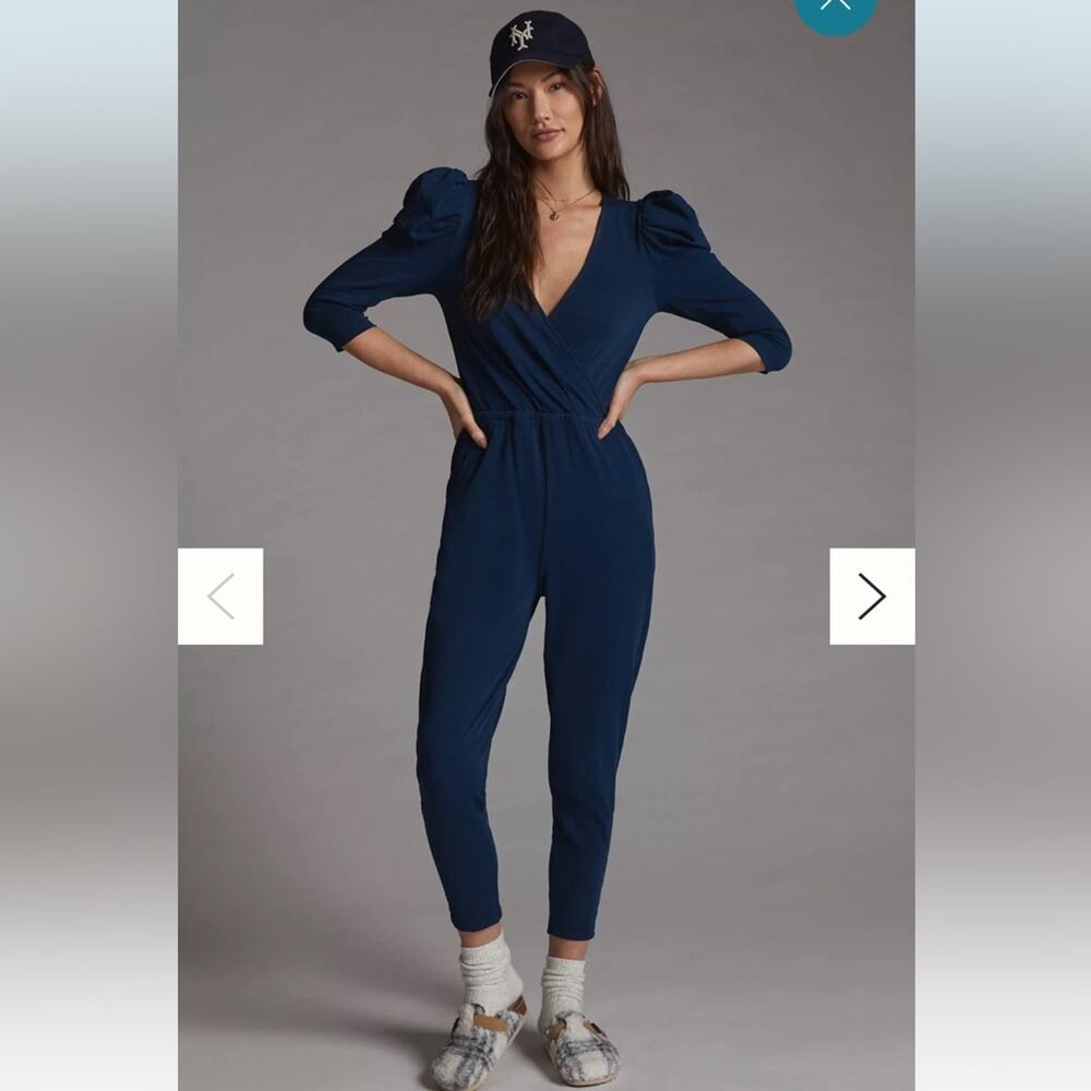 Nation LTD Los Angeles Ronda Play Anywhere Cotton Playsuit Jumpsuit Navy blue